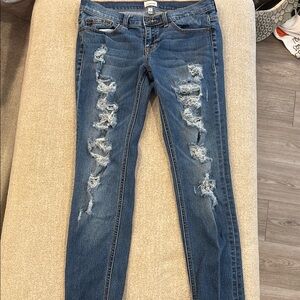 Sneak Peek Blue Skinny Jeans Distressed Stretch